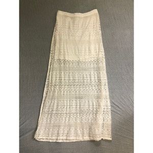 White Lace Maxi Skirt with Slit